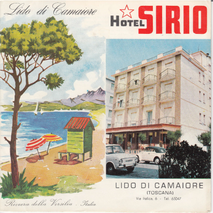 Immagine della prima brochure dei primi anni 70 di Hotel Sirio a Lido di Camaiore, Versilia, Toscana